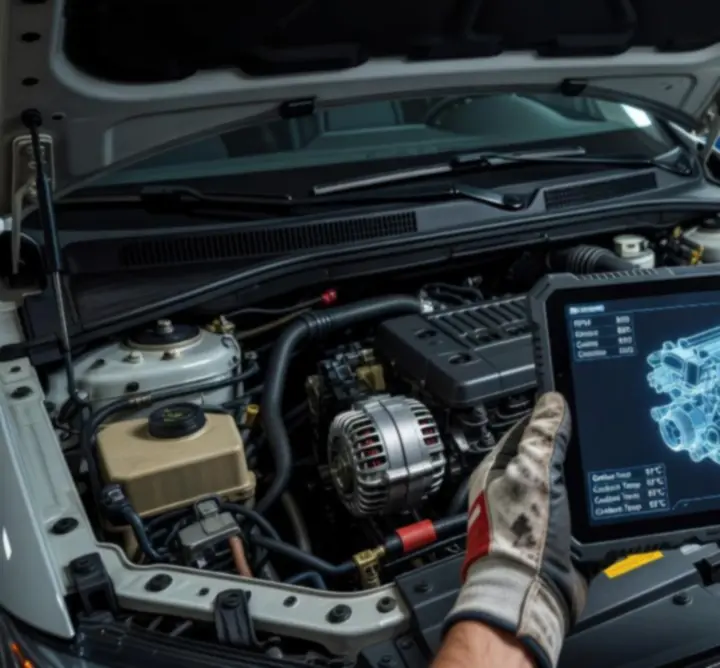 Diagnosztikai folyamat járműjavítás közben a Fix My Car: Premium játék hangulatát idézve