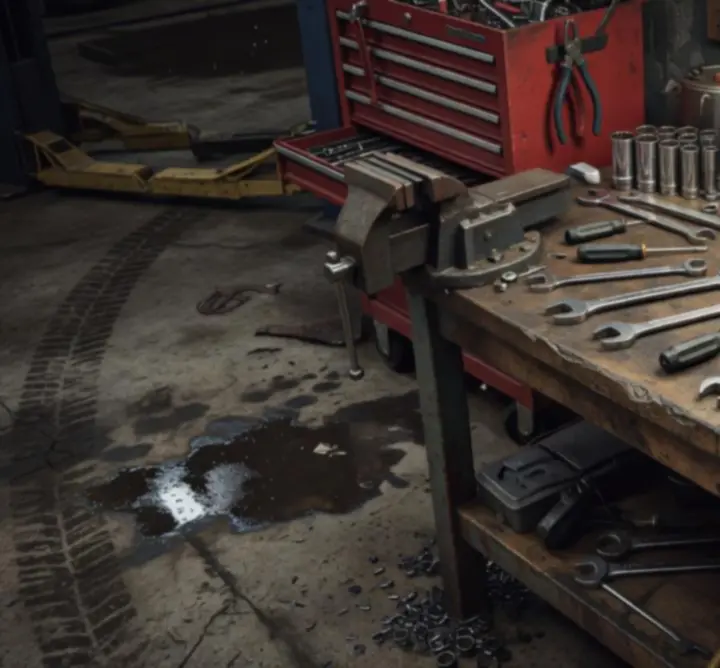 Javítópult szerszámokkal a Fix My Car: Premium műhelyében